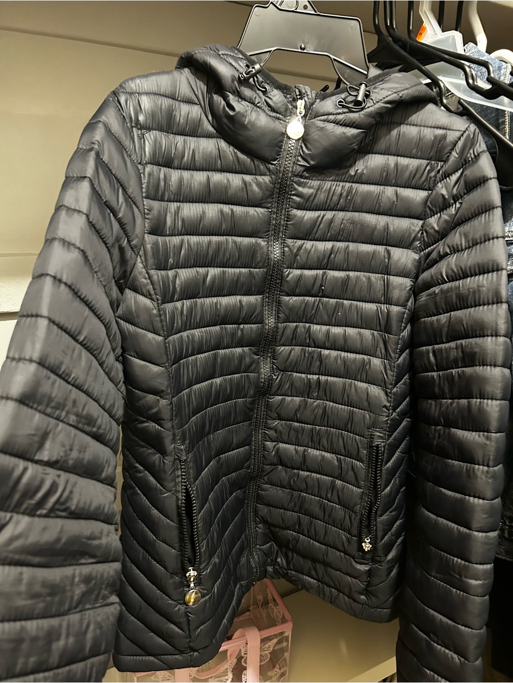 Black Quilted Hooded Puffer Jacket